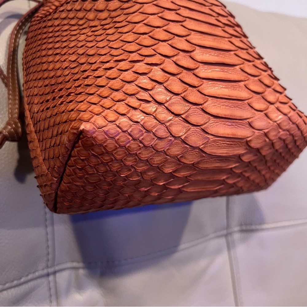 Adriana Castro Python Skin La Rossy Mini Bucket Bag Boho Chic Snake - Picture 8 of 13